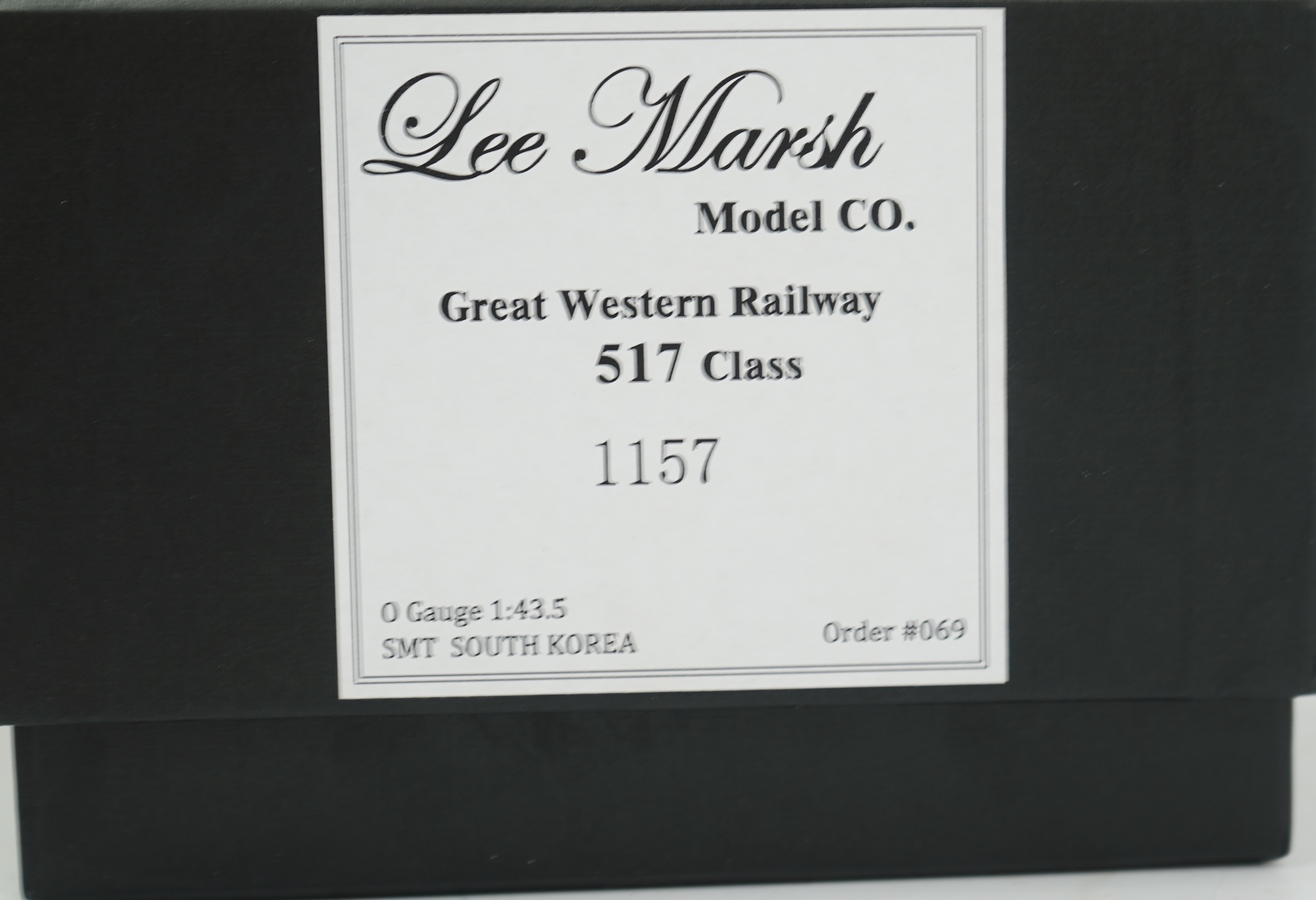 An 0 gauge Lee Marsh Models model of GWR 517 Class, 1157, 0-4-2T locomotive, powered for two rail operation, with original box.